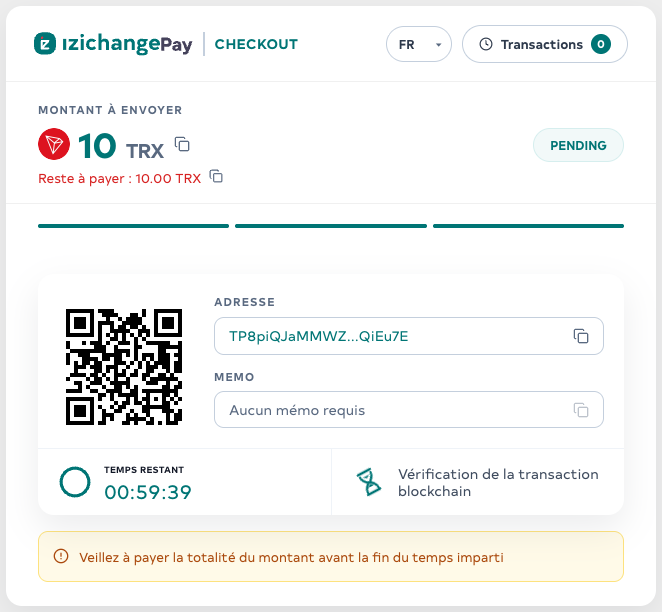 Widget de paiement IzichangePay